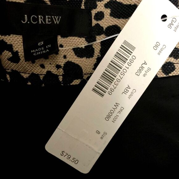 NWT J. Crew Trouser Shorts Tan Leopard Print Linen Blend Mob Wife Size 8 - Picture 5 of 6